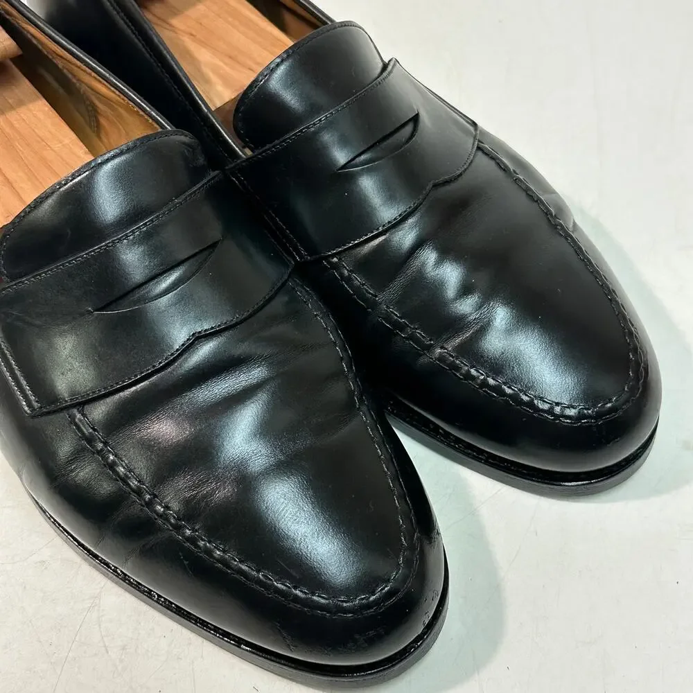 FULLY RESOLED Crockett & Jones Boston Black Calf Penny Loafer UK 12 G US 13 EE